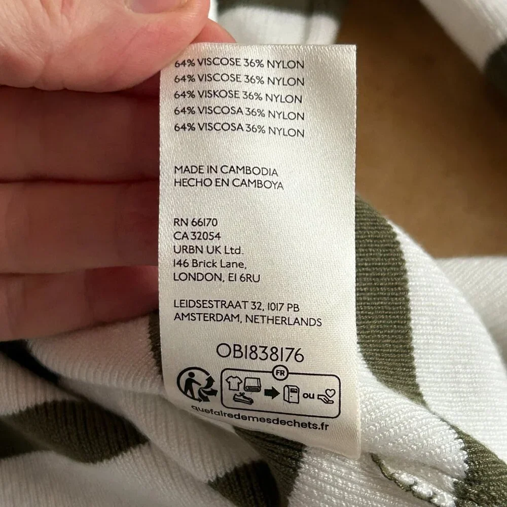 Maeve by Anthropologie‎ Olive Stripe Knit Sweater Top Coastal Classic XL